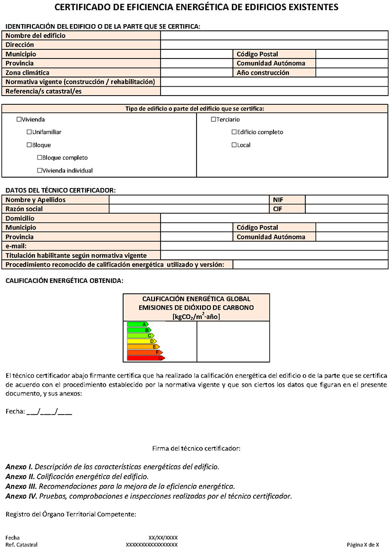 Certificado de eficiencia energética (modelo tipo)